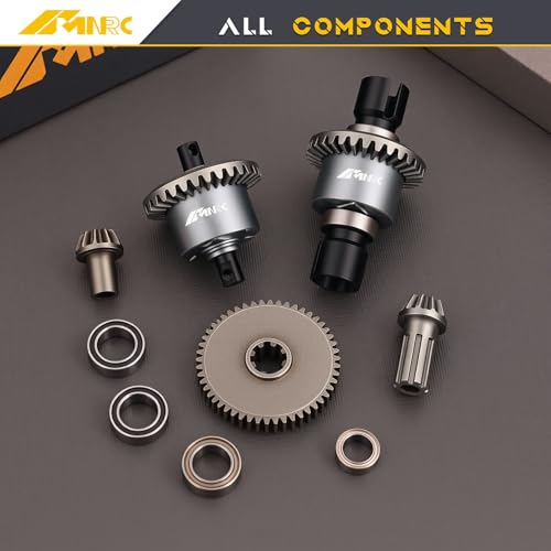 Alloy Front Rear Differential Diff & Main Spur Input Gear Kit for HyperGO 1/14 H14BM 14209 14210 Series Upgrades Part Titanium - color: Titanium