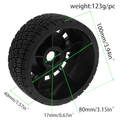 100mm 1/8 RC On-Road Tires and 15-Spokes RC Hard Plastic wheels High Grip Set 17mm Hex For 1/7 1/8 HPI VRX WR8 HSP Hobao Kyosho ARRMA Redcat Losi KM C3 CNE Ford W200 (Black) - color: Black