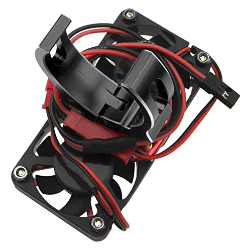 4985 1717 Brushless Motor Heat Sink Dual Cooling Fan Motor Heatsink Compatible with 1/5 Traxxas X-Maxx Arrma RC Car (Black) - color: Black