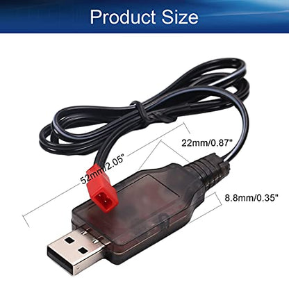 Heyiarbeit 2Pcs JST-2P USB Charging Cable for RC Car 7.2V 250mA Ni-MH Ni-CD Battery - size: JST-2P 2Pcs