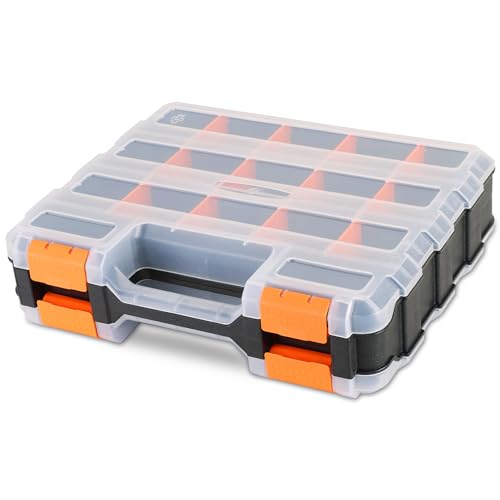 Small Parts Organizer Storage Case Tools Box 34-Compartments | Double Side Organizer Box with Removable Dividers for Small Hardware, Screws, Bolts, Nuts, Nails, Beads, Jewelry (1)