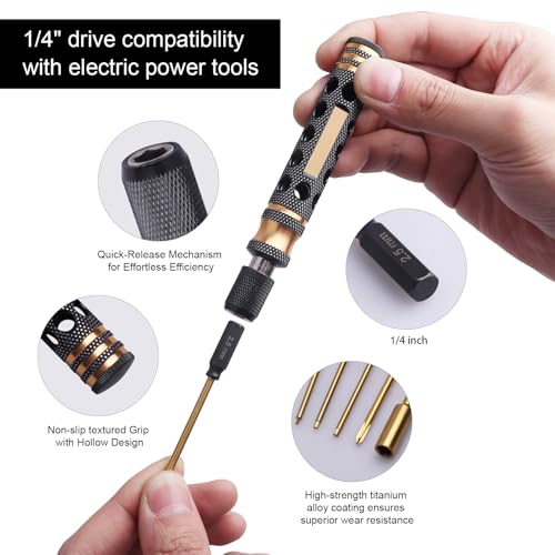 1.5mm 2m 2.5mm Hex Bit Set Allen Wrench Drill Bits Hex Nut Driver 7mm, Phillips Screwdriver Bit, with Handle and Wheel Wrench for 1/10 Scale RC Cars Trucks Models