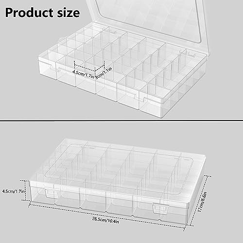 Goiio 2 Pack Plastic Organizer Container Box | 36 Grids Plastic Parts Organizer Box, for Beads, Art DIY, Crafts