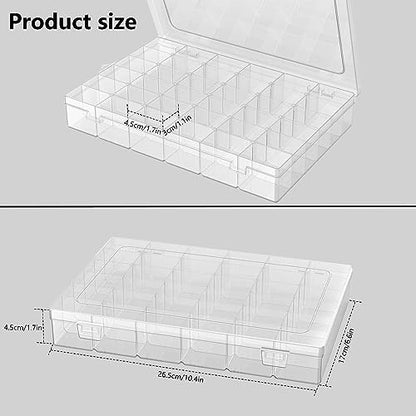 Goiio 2 Pack Plastic Organizer Container Box | 36 Grids Plastic Parts Organizer Box, for Beads, Art DIY, Crafts