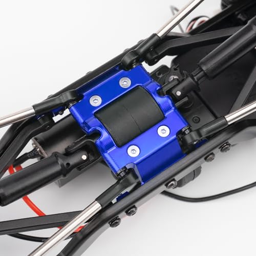 FCX18 Aluminum Center Frame Brace Transmission Skid Plate Mount | RC Car Gearbox Mount Compatible with FMS FCX18 LC80 1/18 RC Crawler Car Upgrades (Blue) - color: Blue
