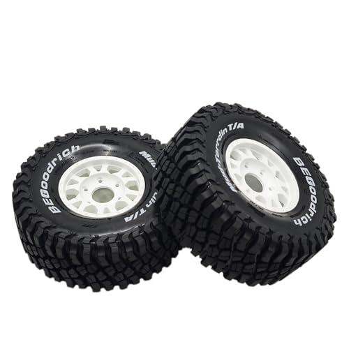 1/7 1/8 1/10 RC Short Course Truck Tires OD 4.96"And Wheels 12mm 14mm 17mm Hex For 1:10 1:8 1:7 Scale Off Road Truck Car ARRMA Mojave 4S 6S TRAXXAS Slash 2WD FS FSR Axial Losi Rc4wd (White) - color: White