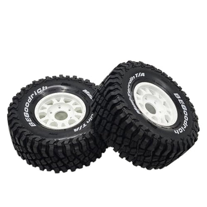 1/7 1/8 1/10 RC Short Course Truck Tires OD 4.96"And Wheels 12mm 14mm 17mm Hex For 1:10 1:8 1:7 Scale Off Road Truck Car ARRMA Mojave 4S 6S TRAXXAS Slash 2WD FS FSR Axial Losi Rc4wd (White) - color: White
