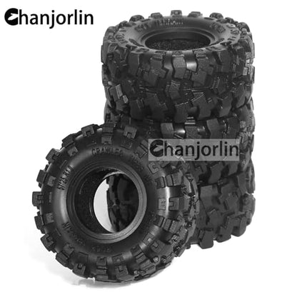 1.0 RC Crawler Tires 1/24 1/18 All Terrain Super Soft Sticky Rubber Mud Slingers Tyres For 1:24 1:18 Rock Crawler Car Axial SCX24 FMS AX24 FCX18 FCX24 TRX4M 1.0" Beadlock wheels Rim 4PCS