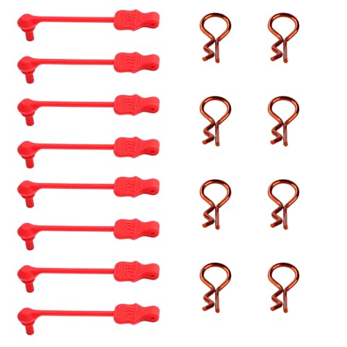 8PCS TGCWENG Universal RC Body Clips w/Pull Tabs Car Clips R Clips for All 1/10 1/12 Scale Losi HPI Arrma Kyosho Himoto RC Car Truck Crawler Body Shell Upgrades (1.2mm Orange Clips+Red Pull) - color: Orange Clips+Red Pull