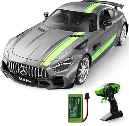 MIEBELY 1/16 Licensed Mercedes Benz GT R ProRc Cars for Kids Adults | Official license;500 mAh lithium;2.4G 200ft cintrol;steering trim;Left/right remote;Led headlights;ABS;Gifts for Kids Adults - style: Grey--1/16