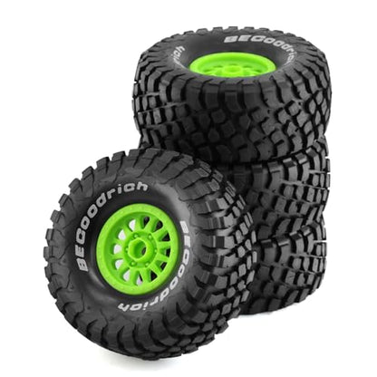 1/7 RC Short Course Truck Tires and Wheels 17mm Hex OD 5.43" 1/8 All Terrain Off Road Tyres with Foam Insert for 1:7 RC Buggy Monster Truck Car TRAXXAS UDR 85086-4 4PCS (Green) - color: Green
