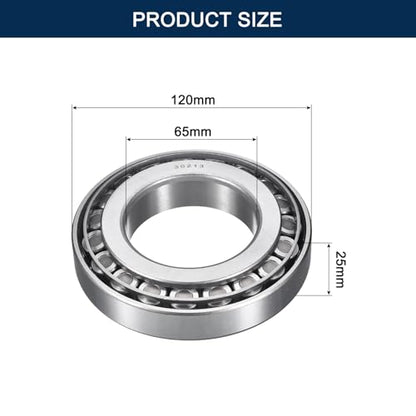 2 Pack 30213 Tapered Roller Bearing Cone and Cup Set | 65mm Bore 120mm OD 25mm Cup Width, Chrome Steel Wheel Bearings, ABEC-3 - size: 30213