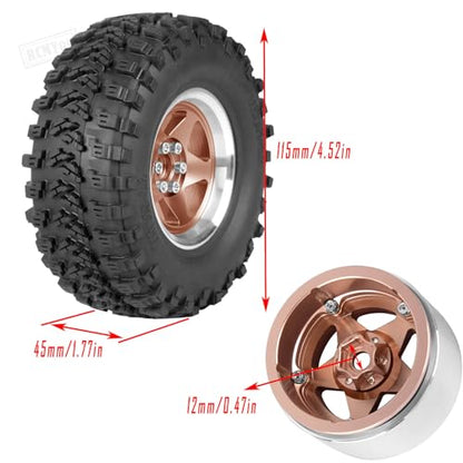 Rc 2.2 Wheel Rims Tires Wheels for 1/10 TRX4 TRX6 SCX10 SCX10 II SCX10 III 90046 D90 VS4-10 Gen8 MST CFX RC Crawler Car,Aluminum RC 2.2 Beadlock Wheel,Bronze - color: Bronze - (Rc 2.2in Wheel)