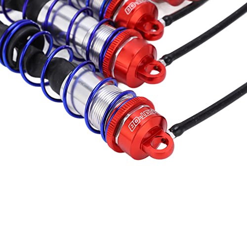 RC Damper, Aluminum Alloy Oil Adjustable with High Elasticity Spring, RC Shock Absorber, 4PCS Set for 1/8 Scale Off-Road RC Crawler Truck Truggy Enthusiasts - color: Red