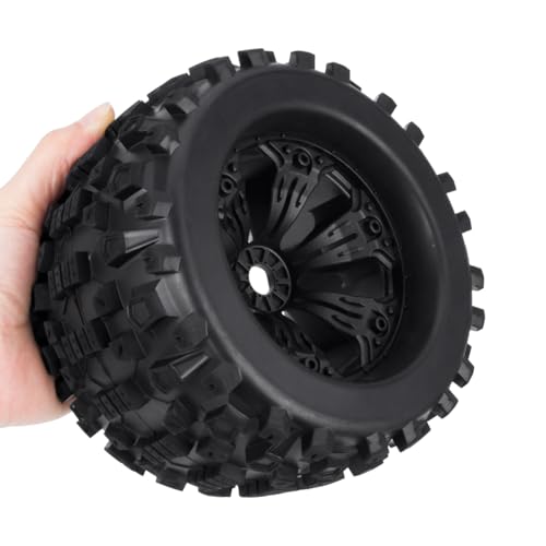17mm Hex RC Wheels and Tires 2PCS RC Truck Buggy Preglued Tires Wheels for 1/8 1/10 Scale Arrma Kraton Notorious Outcast Typhon 6S 4S 3S Traxxas Maxx T Maxx Sledge Revo Upgrade Parts