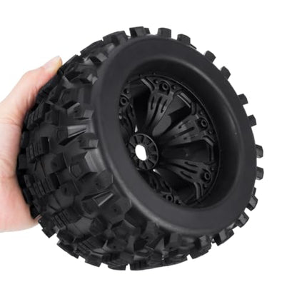 17mm Hex RC Wheels and Tires 2PCS RC Truck Buggy Preglued Tires Wheels for 1/8 1/10 Scale Arrma Kraton Notorious Outcast Typhon 6S 4S 3S Traxxas Maxx T Maxx Sledge Revo Upgrade Parts