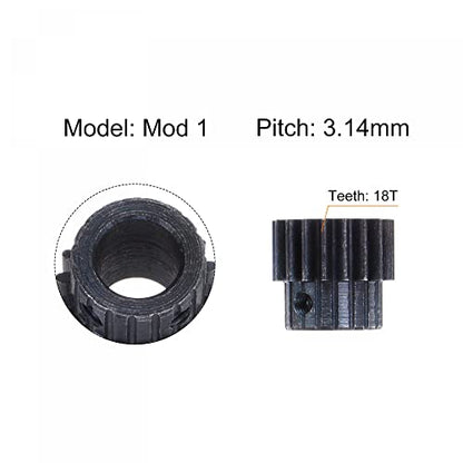 uxcell 1Mod 18T Pinion Gear 10mm Bore Hardened Steel Motor Rack Spur Gear with Step for RC Car Truck Buggy Gear Drive, 2 Set