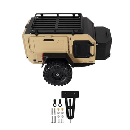 INJORA Off-Road Camping Trailer for 1/18 1/24 RC Crawlers TRX4M SCX24 Upgrade(Sandy Taupe) - color: Sandy Taupe