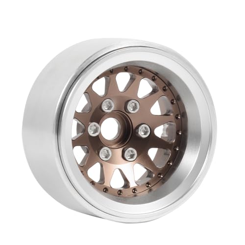 4PCS 1.9" Beadlock Wheel Rims Offset-10mm Aluminum Alloy Metal Wheel Hub for 1/10 RC Rock Crawler Car for Axial SCX10 TRX4 TRX6 D90 D110 Upgrade Accessories(12Holes-Bronze) - color: 12holes-bronze