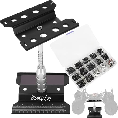 RC Car Work Stand Aluminum Repair Workstation Screw Tray with RC Car Universal Assortment Set for 1/8 1/10 1/12 1/16 Scale ffor Traxxas TRX4 Axial Arrma Redcat Losi RC Crawler Monster Truck Buggy