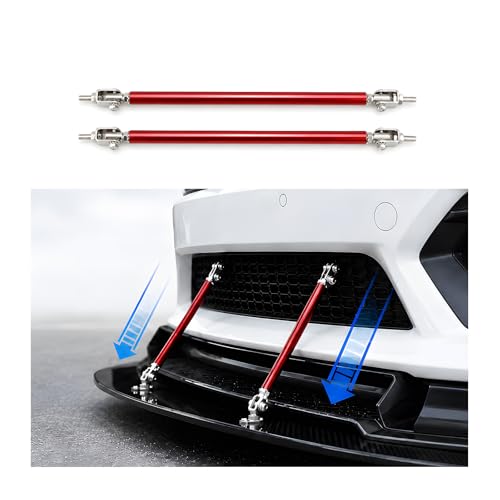 2 PCS Adjustable Splitter Strut Rods, Car Front Bumper Lip Strut Bars Support Rods, Universal Automotive Splitter Diffuser Struts Tie Exterior Accessories for Most Vehicles (Red) - color: Red
