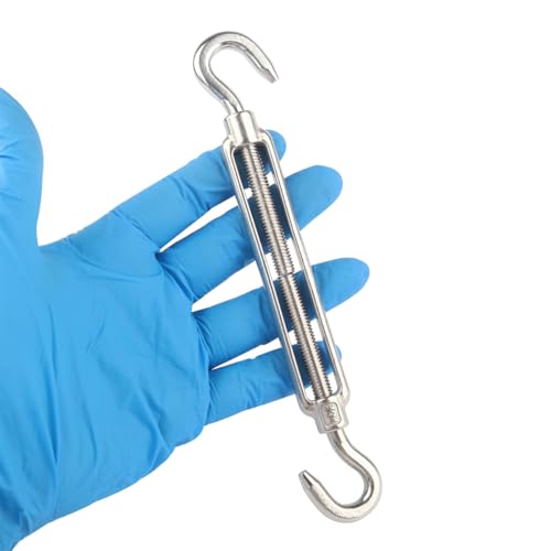 6PCS M8 Hook & Hook Turnbuckle 304 Stainless Steel 5/16" Turnbuckle Wire Rope Tension Heavy Duty Turnbuckles for Cable Railing Wire Rope Hardware Kit - size: Hook & Hook-M8