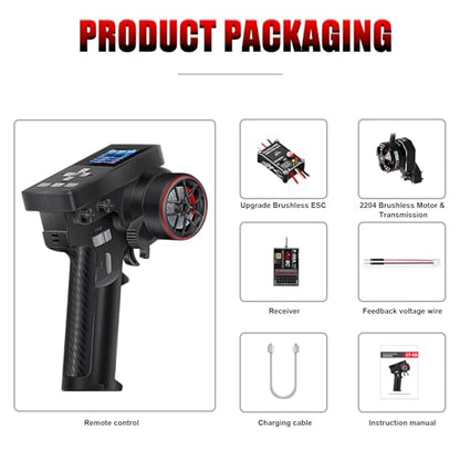 GOUPRC Racing RC Transmitter 8CH 2.4GHz & Receiver with 2204 2400KV Brushless Outrunner Transmission Motor & Uprade 30A Brushless Esc for SCX24 Axial RC Car Crawler Car - color: Upgrade Gen-3 Kit