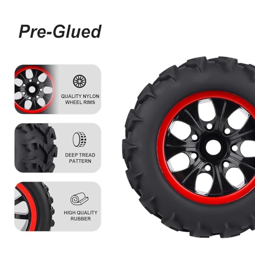 HobbyPark 3.2 PreGlued 17mm Hex RC Truck Wheels and Tires Set for 1/8 Scale Arrma Kraton 6s Notorious Traxxas Maxx Tmaxx E-Revo 2.0 3.3 HPI Savage Redcat Kaiju