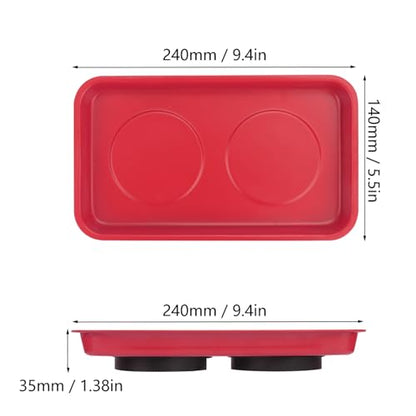 5 PCS Magnetic Trays, 9.4X5.5x1.4Inch, Magnet Tool Tray, Magnetic Parts Tray, Red, by GENHAKON - size: 5 PCS Rectangle Red