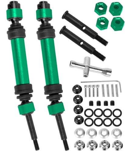 Rear Drive Shaft CVD & Front Axles Upgrades Part for 1/10 Slash 2WD/Slash VXL 2WD,Stainless Steel #45 Driveshaft with Hex,Green - color: Green - Parts