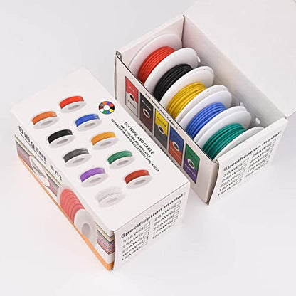 24 AWG Stranded Electrical Wire 24 Gauge Tinned Copper Wires Flexible Silicone Electric Hookup Wire Kit OD:1.6mm, 5 Colors 32.8ft/10m Each, DIY/Automotive/Home/Power Wiring Kit by Sznnzd™ - size: 5 Colors each 32.8Ft, style: 24AWG-Stranded