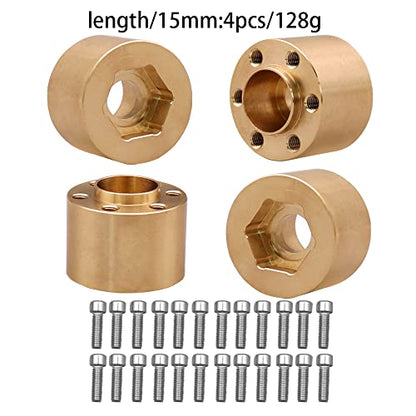 Brass Weights 6mm 9mm 12mm 15mm 22mm Wheel Hex Hub Widen Adapter for 1/10 RC Crawler 1.9 2.2 Wheels Rims SCX10 TRX4 (15mm), Black - size: 15mm