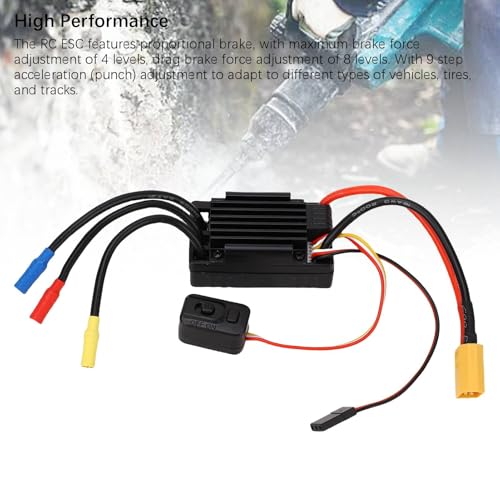 Brushless ESC, 35A with Proportional Brake 4 Level Force 8 Level Drag Brake 9 Step Acceleration RC ESC Brushless Motor Speed Controller with 5.85V 3A BEC