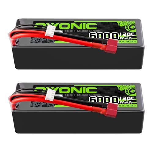 OVONIC 3S LiPo Battery 11.1V 6000mAh 120C with T-Style Connector for RC Car RC Truck Airplane Helicopter Boat Car Racing RC Hobby (2 Packs)