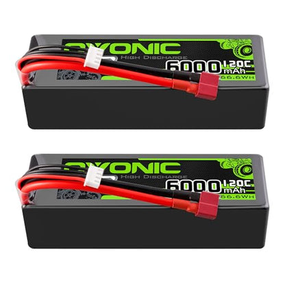 OVONIC 3S LiPo Battery 11.1V 6000mAh 120C with T-Style Connector for RC Car RC Truck Airplane Helicopter Boat Car Racing RC Hobby (2 Packs)