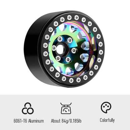 GLOBACT Rainbow 1.9" Beadlock Wheel Rim Offset -10mm for 1/10 RC Crawler | Fits SCX10 TRX4 TRX6 Redcat Gen8 RC4WD D90 VS4-10