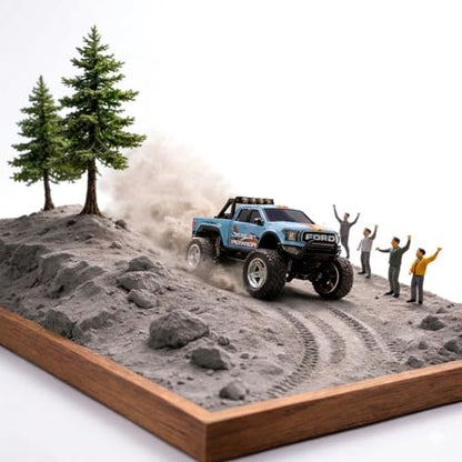 Mini RC Truck, 1/64 Scale Alloy Monster Truck Remote Control Car | 2.4GHz Control, LED Lights, 3-Speed Settings, Cruise Control,Adjustable Steering, Indoor Outdoor Toy for Kids Adults - color: Blue