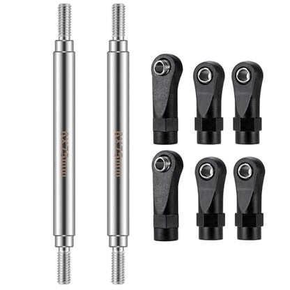 2Pcs Stainless Steel Link Rod Linkage Plastic Link Rod End，75mm | 55mm-155mm，Upgrade Parts，For Axial 1/10 SCX10 TRX4，RC Crawler Car - style: 75mm