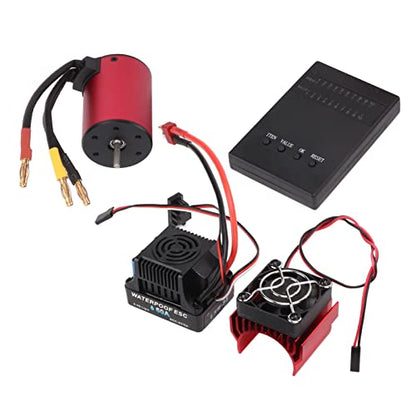 S3650 3900KV Brushless Motor 60A ESC Combo, High Torque 4 Pole 12 Slot RC Motor with Heat Sink and Programming Card for 1/10 Scale 2S 3S RC Car