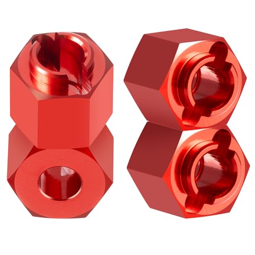 4PCS/Set Aluminum RC Car Wheel Hubs Adapters for Redcat Ascent 1/18th RC Crawler Car Upgrades (Red) - color: Red
