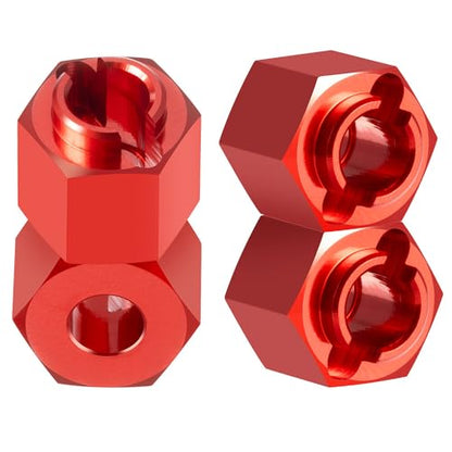 4PCS/Set Aluminum RC Car Wheel Hubs Adapters for Redcat Ascent 1/18th RC Crawler Car Upgrades (Red) - color: Red