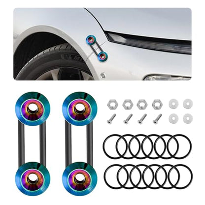 KVAEY Bumper Quick Release, JDM Front Rear Bumper Fasteners with Stainless Steel Screw Rubber O-Ring Washers, Universal Car Bumper Quick Release Tabs Trunk Bend Fenders Holders Kit (Colorful) - color: Colorful