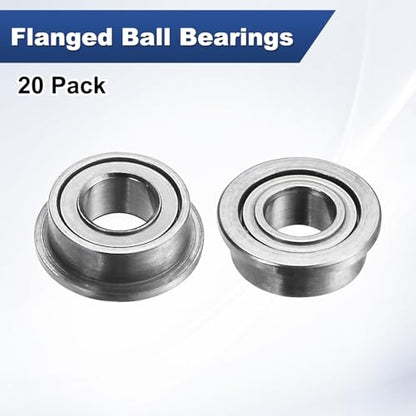 M METERXITY 20-Pack MF63ZZ Flanged Ball Bearing, 3mm x 6mm x 2.5mm Double Metal Seal Chrome (GCr15) Steel Deep Groove Ball Bearings for Wheelbarrow/Printer/Fax Machines/Power Tools - size: 3mm x 6mm x 2.5mm