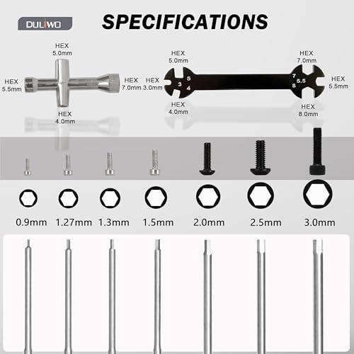 Hex Driver Set 7PCS 0.9 1.27 1.3 1.5 2.0 2.5 3.0mm RC Tool Kit | Precision allen screwdriver set 0.9–3.0mm for RC car drone helicopter repair and model repair - color: 7pcs Screwdrivers(black)