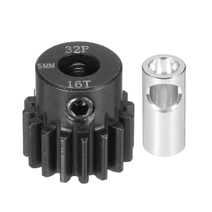MECCANIXITY Steel 32P Gear Set with Gear Adapter 16T 5mm Shaft Motor Gears for RC Vehicles Truck Drift Car Part, Black - size: 16T
