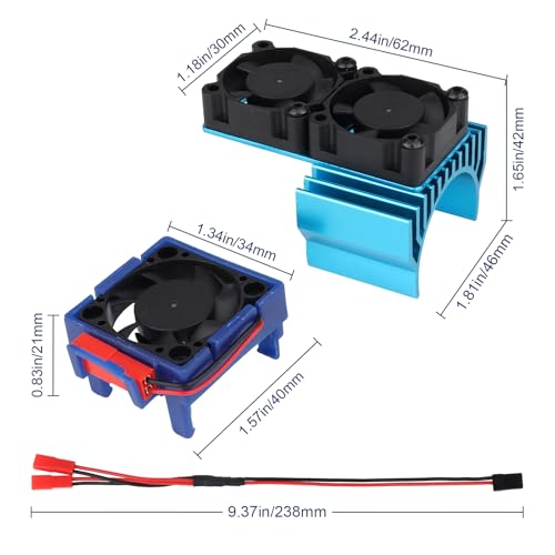 High‑Speed Cooling Fan for VXL‑3s ESC and Velineon Motor Dual Fans — 15,000 RPM, Plug‑in RC Heat Management, Cuts Thermal Cutback