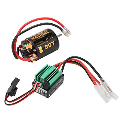 Alomejor Brushed Motor ESC Combo, High Torque 80T 540 Size Motor Green Electronic Speed Controller for RC Hobbyists Off Road Crawling