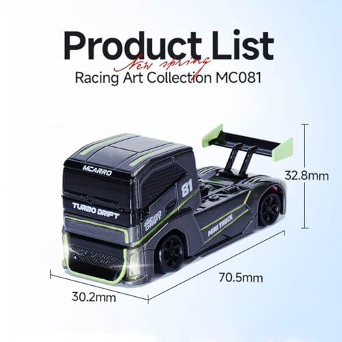 1/87 Scale Drift Rc Car - Semi-Truck Edition | 2.4GHz 4WD High-Speed Mini Remote Control Truck with Racing Lights (Gray)
