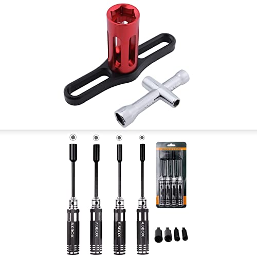 HobbyPark Hex Nut Driver Set & 17mm Wheel Wrench, M2 M3 M4 Hex Nuts Driver for RC Car Tools