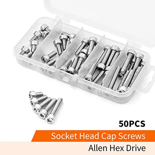 M5 x 8mm 12mm 16mm 20mm 25mm Hex Socket Head Cap Screws Bolts 304 Stainless Steel Allen Hex Drive Metric Machine, Fully Threaded, Assortment Kit 50PCS - size: M5 x 8/12/16/20/25mm (50PCS)